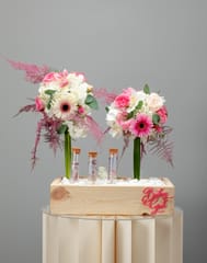 Baby Girl Wooden Tray Flower Arrangement