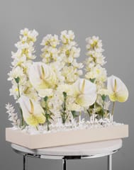 Anthurium White Leather Tray