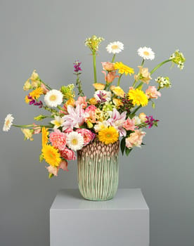 Gerbera White And Yellow Vase