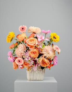 Chrysanthemum Peach Vase